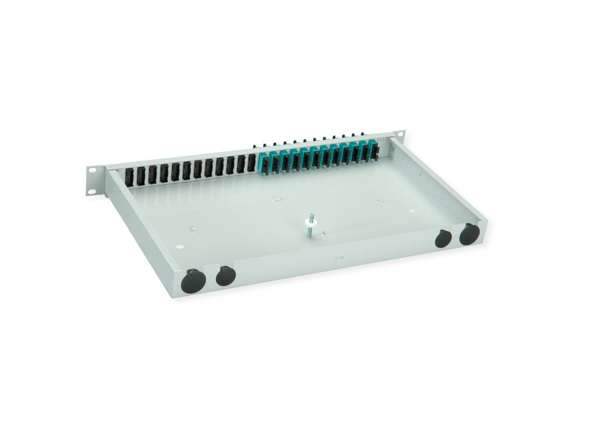 TELEGÄRTNER BASIS eco Panneau FO avec coupleurs, 12x SC Duplex, turquoise, OM3