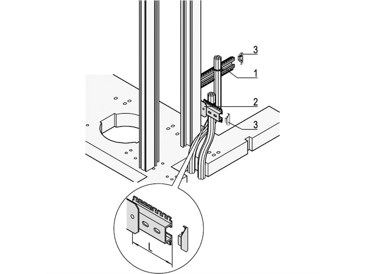SCHROFF Profilé en C avec bride - C-PROFILE F.KABELBINDER 295L
