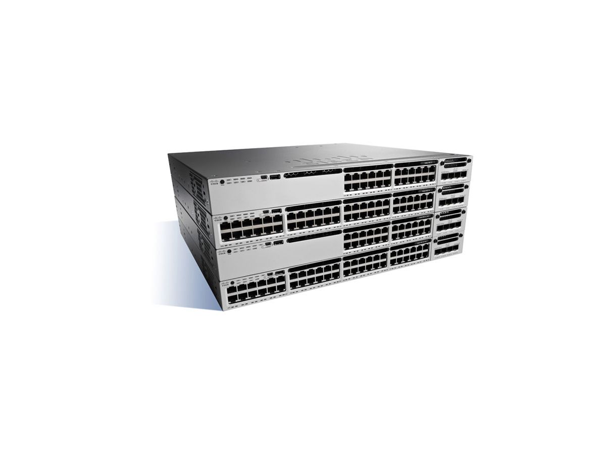 Cisco Catalyst C3850-48P-E, Refurbished Géré Gigabit Ethernet (10/100/1000) Connexion Ethernet, supportant l'alimentation via ce port (PoE) Noir, Gris