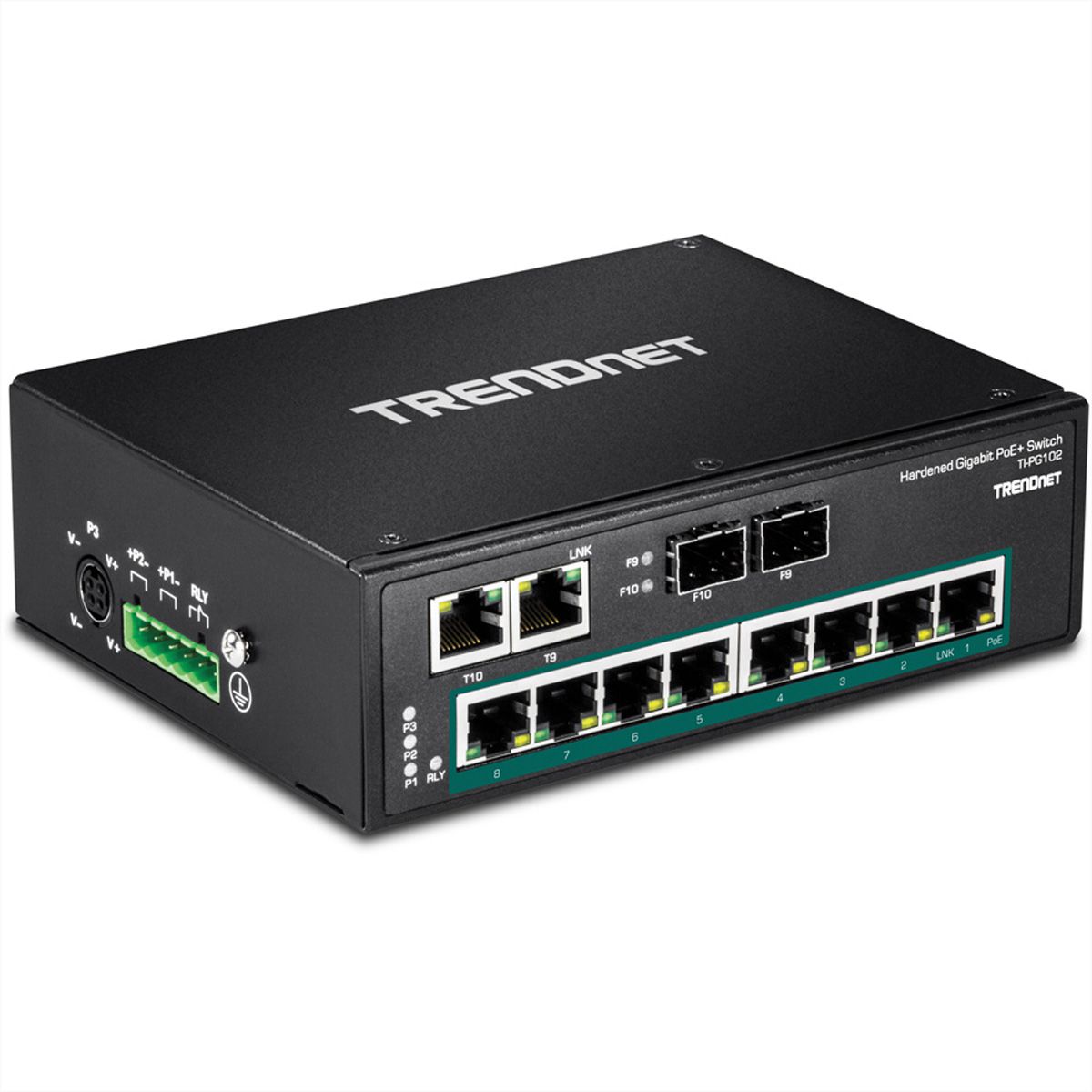 TRENDnet TI-PG102 Switch Rail DIN PoE+ Gigabit industriel à 10 ports