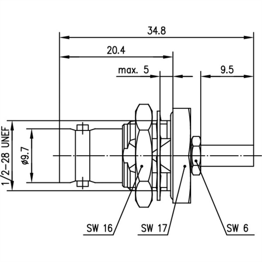 TELEGÄRTNER Douille de câble BNC 50 ohms, pour sertissage RG-316/U