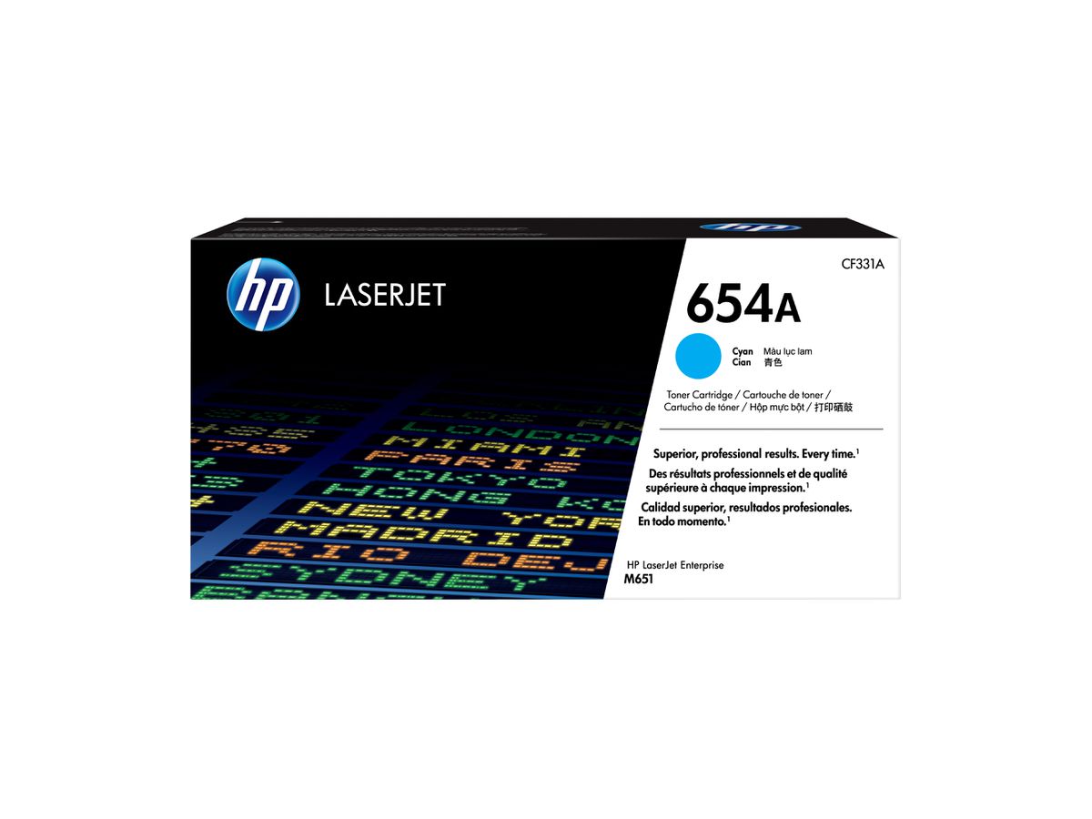 HP 654A toner cyan authentique LaserJet
