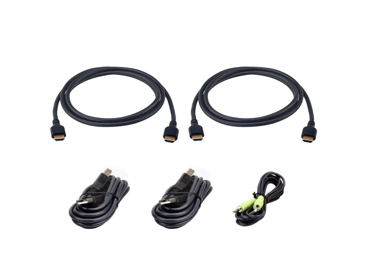 ATEN 2L-7D02UH21X5 Kit de câbles KVM sécurisés USB ultra haut débit HDMI double écran 1,8 m