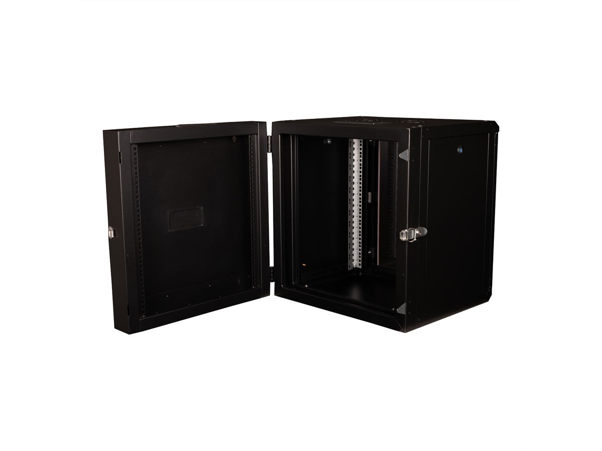 ROLINE 19" Boîtier mural Pro 12U, 600x600 LxP pivotant en 2 parties noir