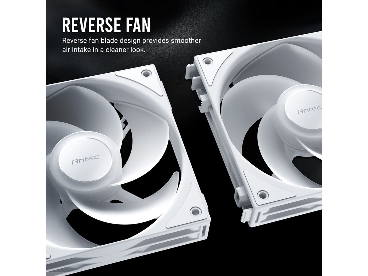 ANTEC C120 ARGB Ventilateur de boîtier PC inversé 120 mm, lot de 3, noir