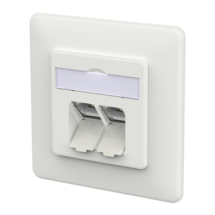 METZ CONNECT E-DAT C6A LSA++ Prise, 2 ports, encastré (UP), blanc signalisation brillant