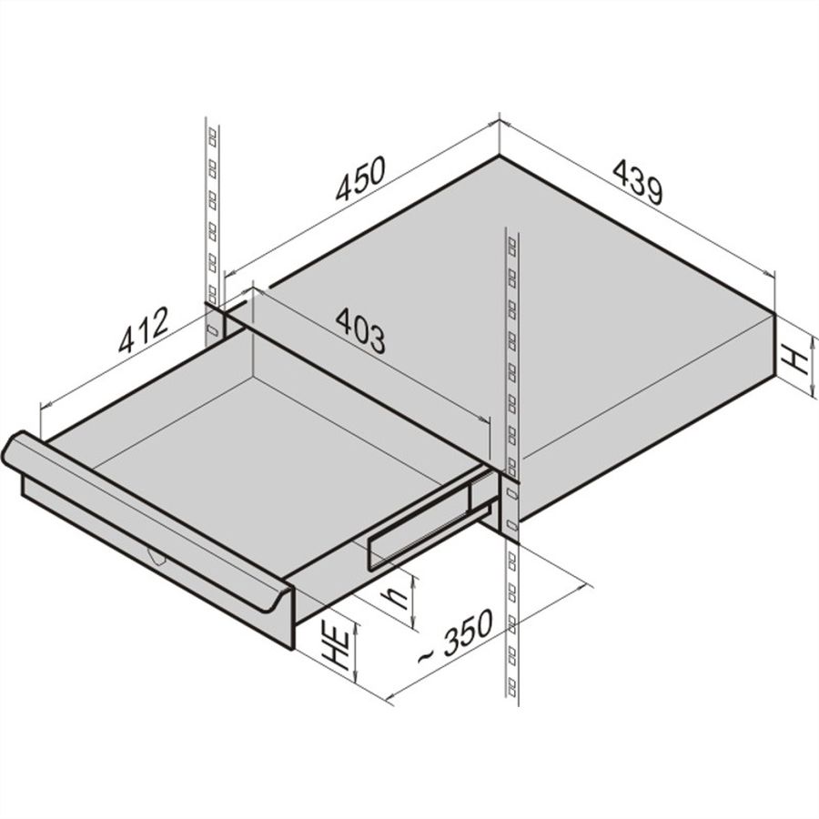 SCHROFF Tiroir 19", 1 U, RAL 7021
