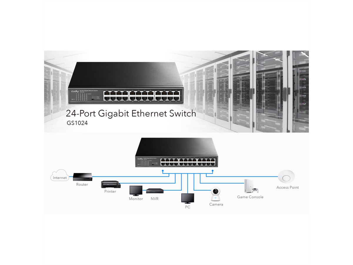 CUDY GS1024 Switch 24 ports Gigabit métal