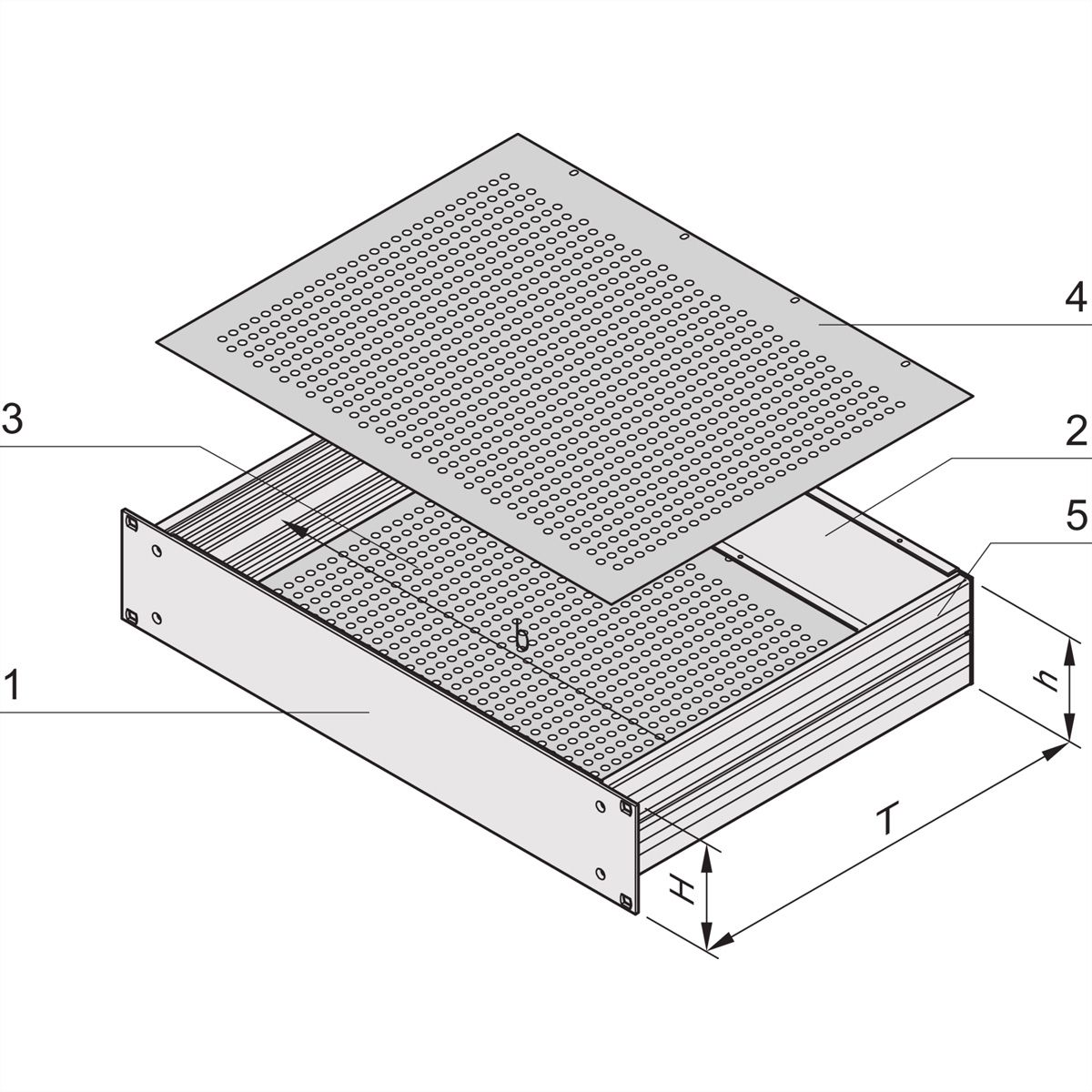 SCHROFF MultipacPRO 19" Châssis, aluminium, dessus et base perforés, 3 U, 280 mm