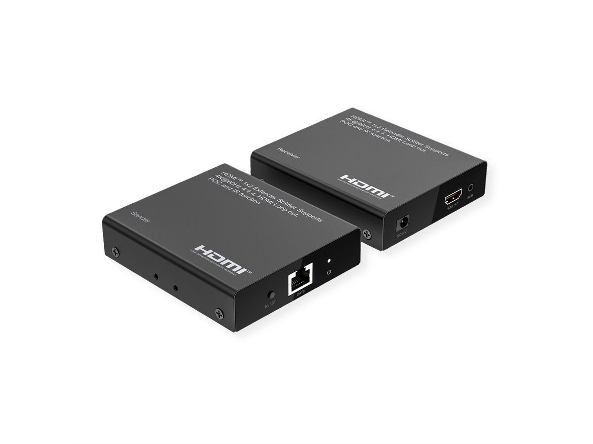 ROLINE Prolongateur/Splitter HDMI, 1x2 via Cat.6A, 70m, 4K60Hz