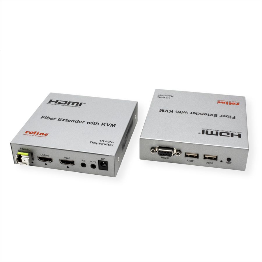 ROLINE Rallonge KVM via fibre optique, HDMI 4K, USB, 20 km