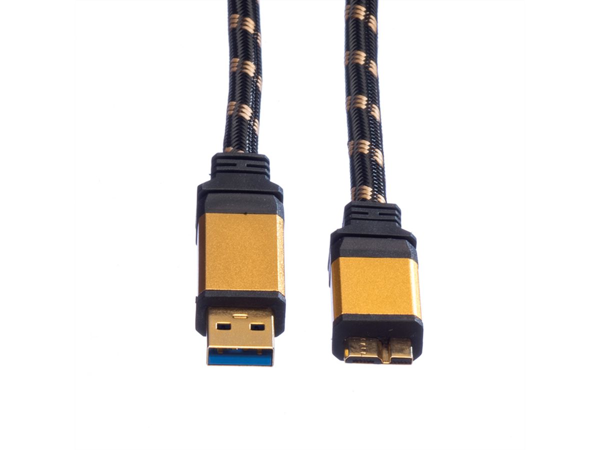 ROLINE GOLD Câble USB 3.2 Gen 1, type A-Micro B, M/M, 0,8 m