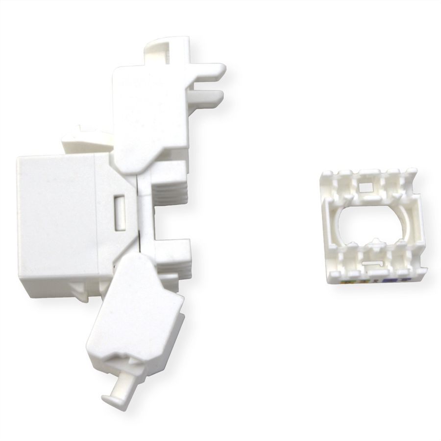 ROLINE Keystone Cat.6A (Classe EA)non blindé, sans outil, SLIM, extra-court, blanc