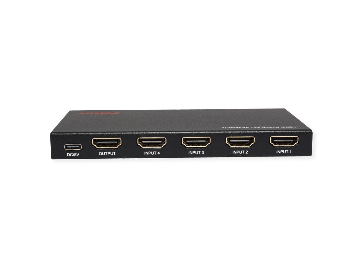 ROLINE Switch HDMI 4K à 4 ports, avec télécommande