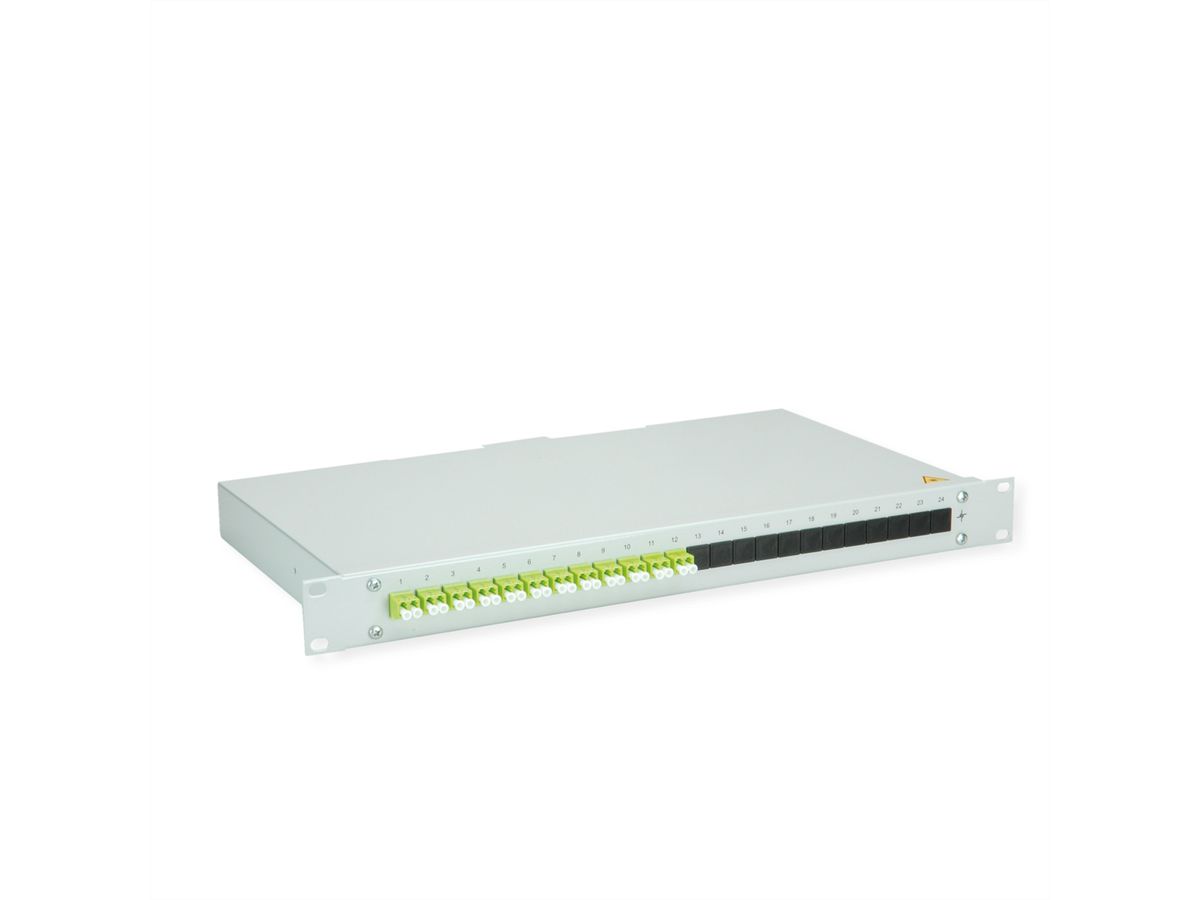 TELEGÄRTNER BASIS eco Panneau fibre optique, 12x LC Duplex, vert sapin, OM5