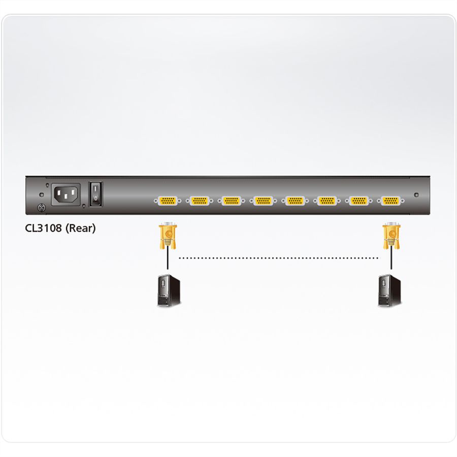 ATEN CL3108NX Commutateur KVM, 18,5" TFT, VGA, PS/2-USB, 8 ports, US-Layout