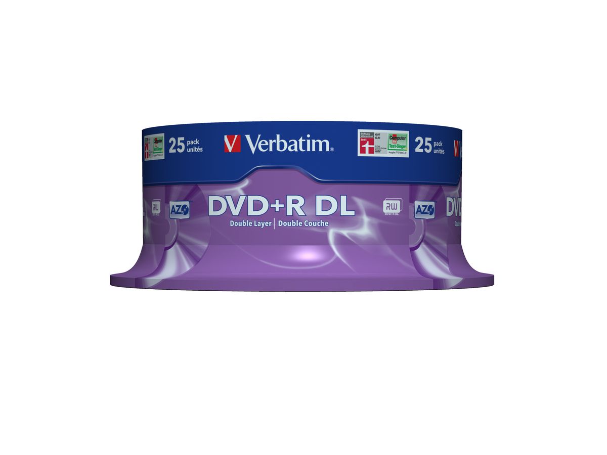 Verbatim DVD+R Double Layer 8x Matt Silver 25pk Spindle 8.5Go DVD+R DL 25pièce(s)