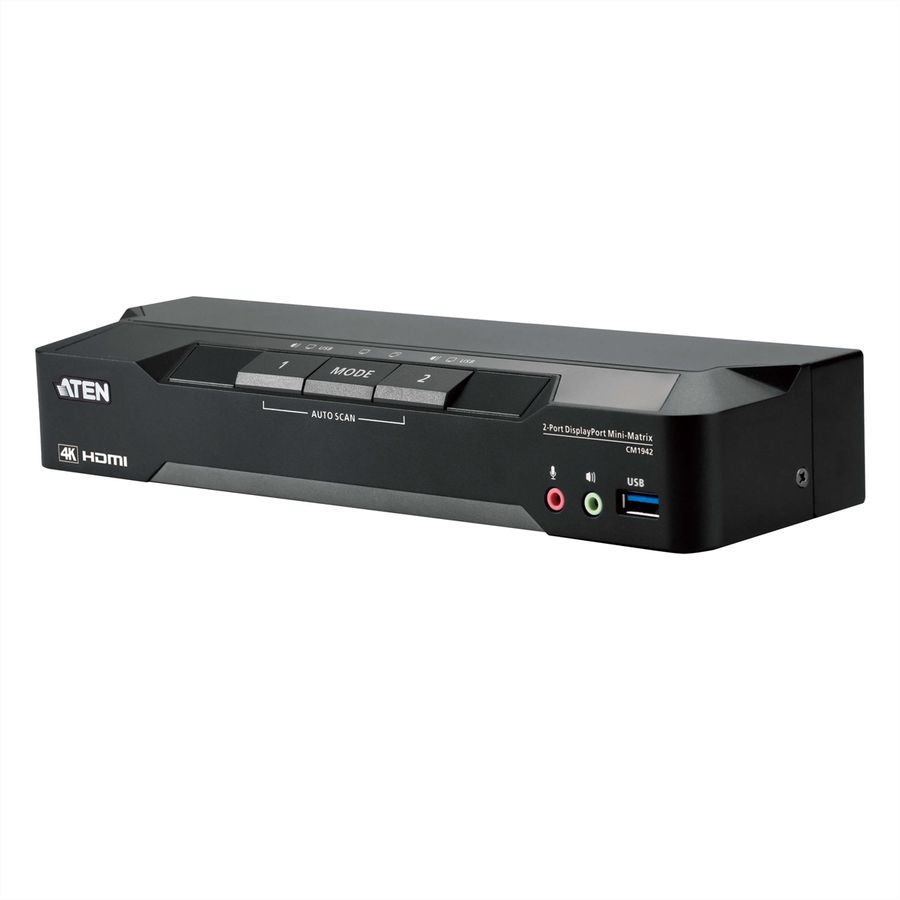 ATEN CM1942 Mini-commutateur KVM matriciel Boundless double écran DisplayPort 4K à 2 ports