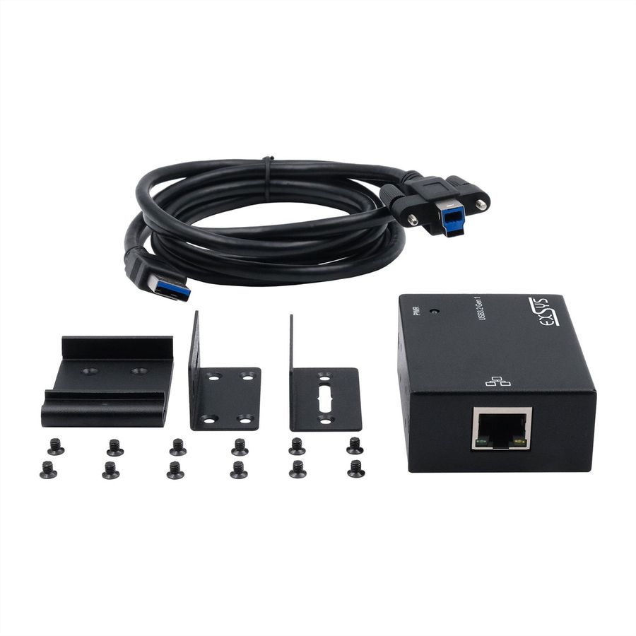 EXSYS EX-13021HMV USB 3.2 type B vers Ethernet 1 Gigabit, kit rail DIN inclus