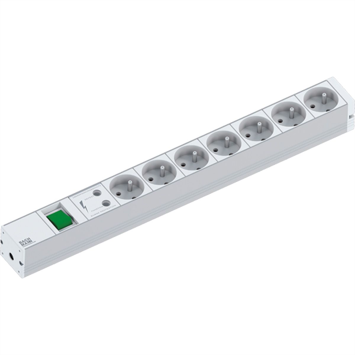 BACHMANN Prise multiple, 1UH 7x UTE, interrupteur, protection de surtension, 2 m