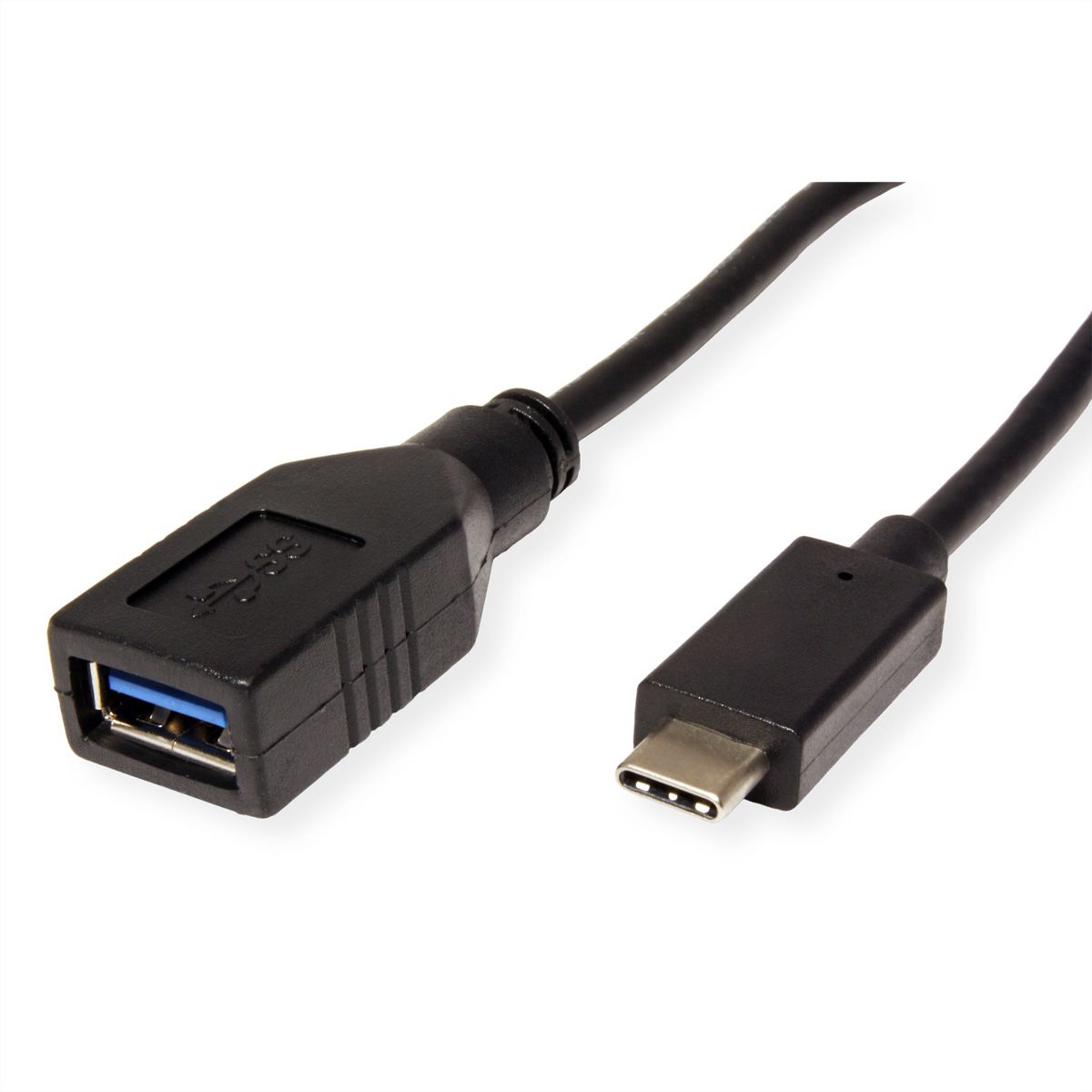 ROLINE Câble USB 3.2 Gen 1, type C - A, M/F, OTG, noir, 0,15 m