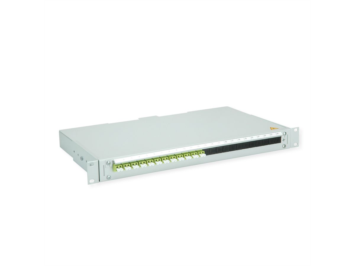 TELEGÄRTNER BASIS V Panneau fibre optique avec coupleurs & Pigtails , 12x LC Duplex, vert sapin, OM5