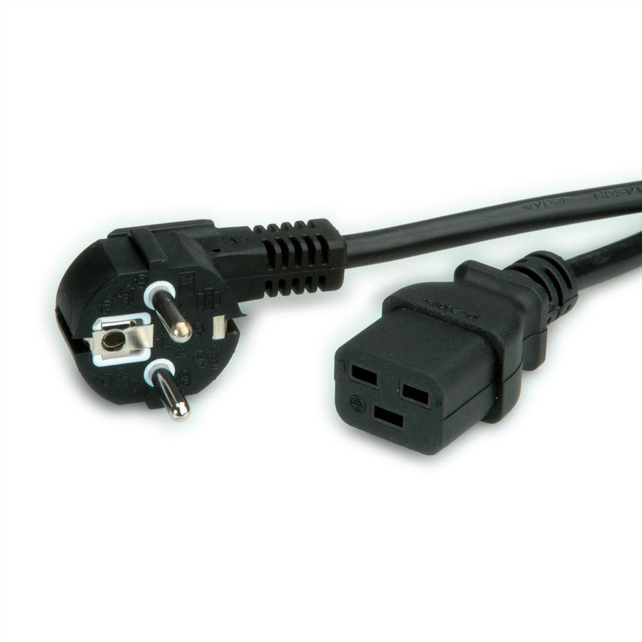 VALUE Câble d'alimentation 2P+T - IEC320-C19 16A, noir, 2 m
