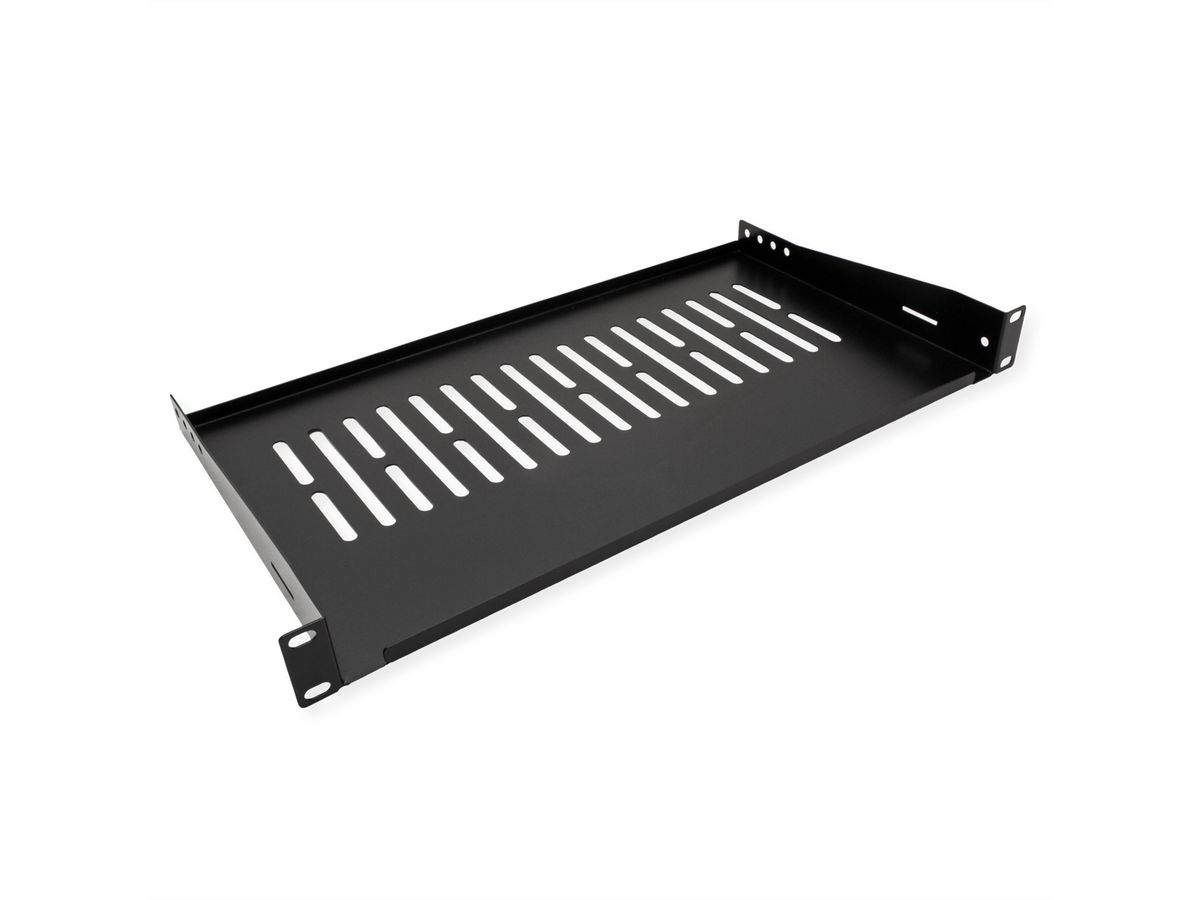 VALUE Etagère 19", 485 x 250 mm, 1 U, max. 10 kg, forme en U, noir