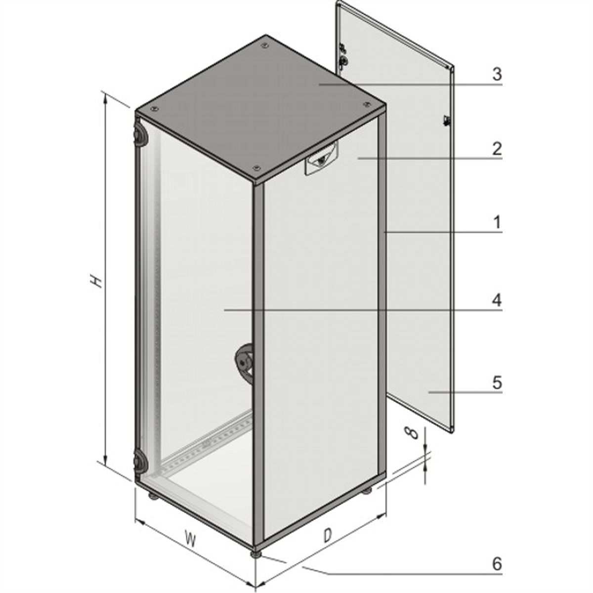 Armoire Novastar SCHROFF avec porte vitrée et panneau arrière, Heavy-Duty, RAL 7021, 1745H 553W 600D