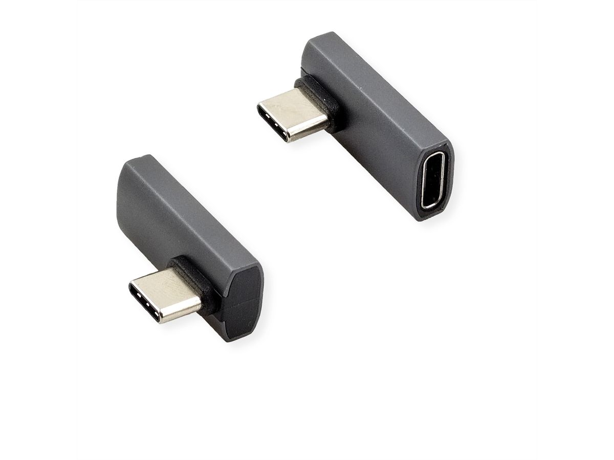 ROLINE Adaptateur USB4 Gen 3x2, Aluminium, coudé à 90°, Type C, M/F, argent