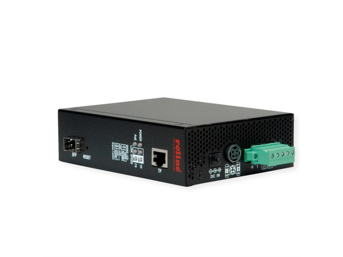 ROLINE Convertisseur industriel Gigabit Dual Speed 100/1000 Fibre, avec fonction PoE