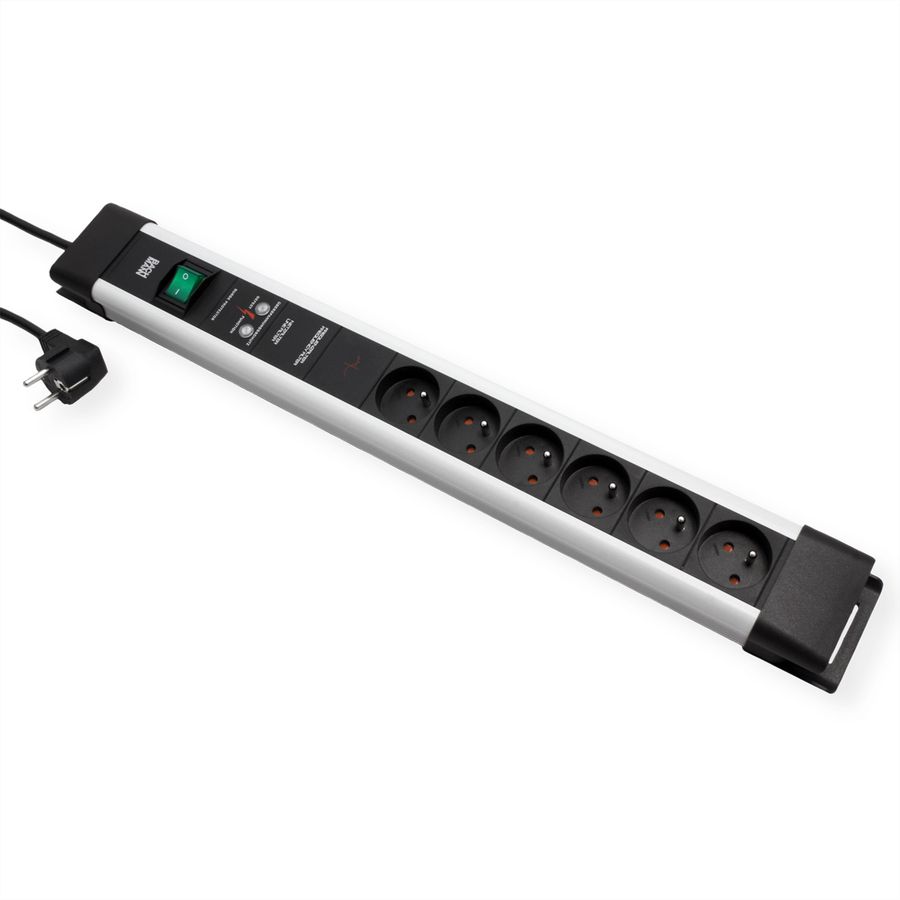 BACHMANN CONNECTUS 6xUTE , 1xGVS 1xinterrupteur 2,0m CEE7/7 gris