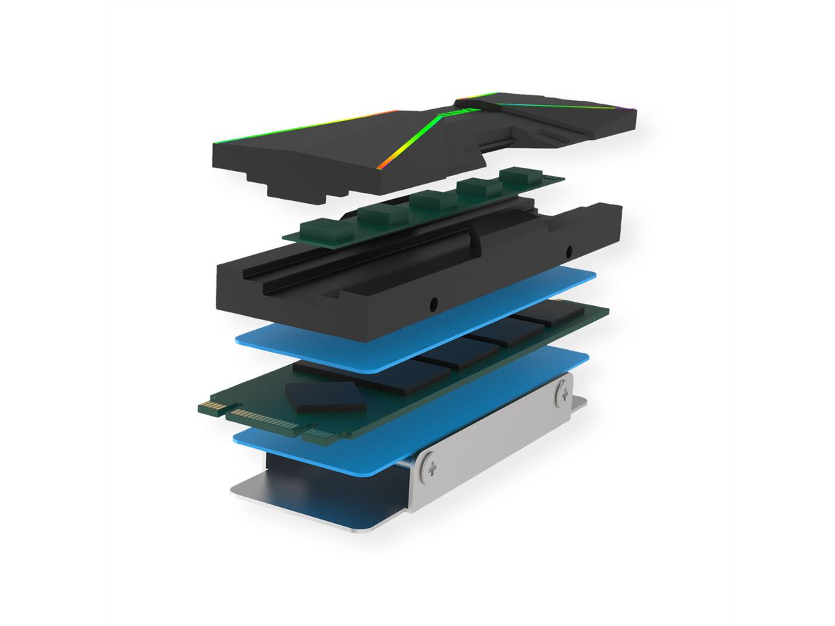Xilence M2SSD.B.ARGB Radiateur M.2 2280 SSD PCIe NVMe/SATA, 3PIN ARGB 5V, passif