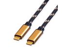 ROLINE GOLD Câble USB4 Gen3x2, C–C, M/M, 40Gbit/s, 100W, noir / or, 2 m