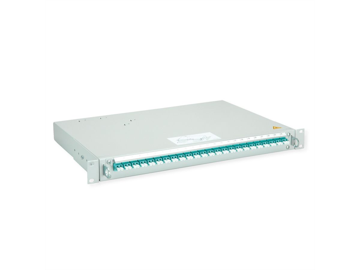 TELEGÄRTNER PROFI V Panneau FO avec coupleurs, 24x LC Duplex, turquoise, OM3