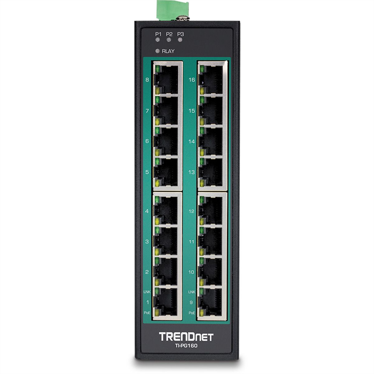 TRENDnet TI-PG160 Switch Rail DIN PoE+ Gigabit industriel à 16 ports