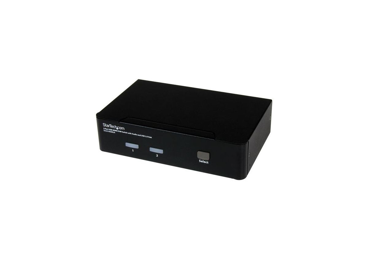 StarTech.com Commutateur KVM HDMI USB 2 ports avec audio et concentrateur USB 2.0