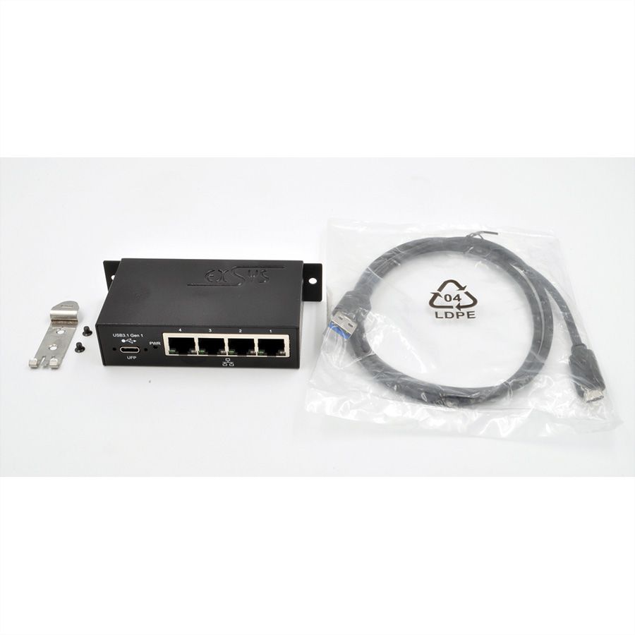 EXSYS EX-1330M USB 3.0/3.1 Gen1 vers 4 x Ethernet 1Gigabit rail Din