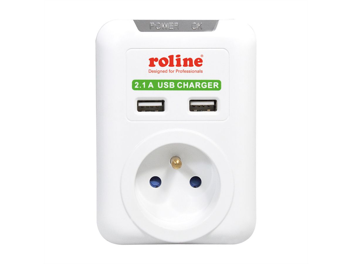 ROLINE Prise de courant avec chargeur USB, version UTE