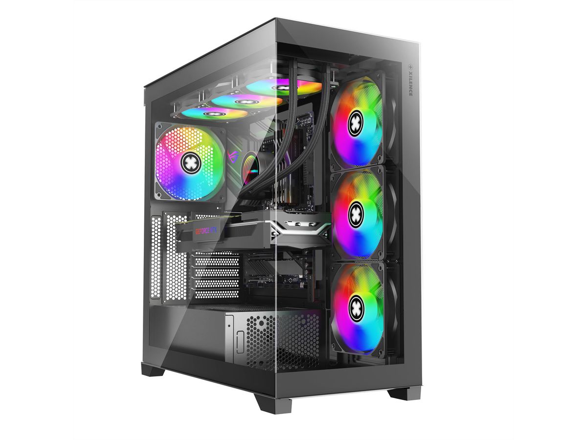 XILENCE Xilent Gleam X818.ARGB Gaming ATX PC noir, Tour RGB ATX Midi