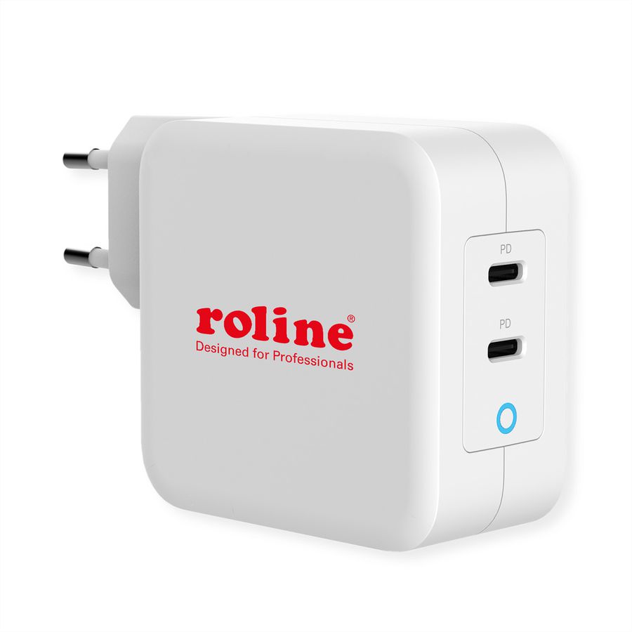 ROLINE Chargeur USB avec prise Euro, 2 ports, 2x C (PD), 100W, GaN