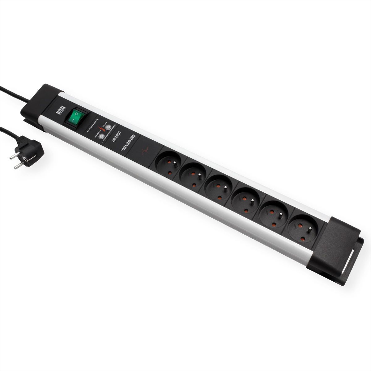 BACHMANN CONNECTUS 6xUTE , 1xGVS 1xinterrupteur 2,0m CEE7/7 gris