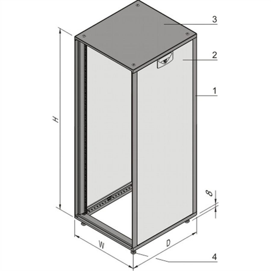 Armoire Novastar SCHROFF sans porte ni panneau arrière, Heavy-Line, RAL 7021, 1567H 553W 600D