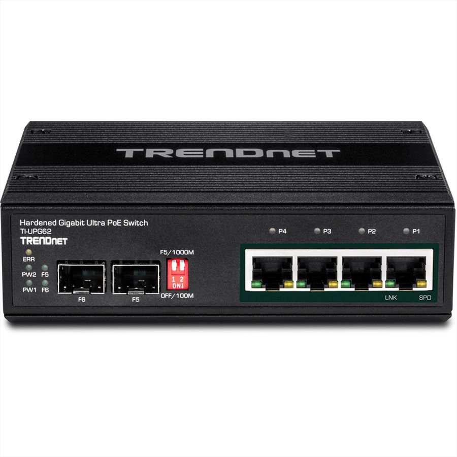 TRENDnet TI-UPG62 Switch indsutriel 6 ports Gigabit Ultra PoE Rail DIN