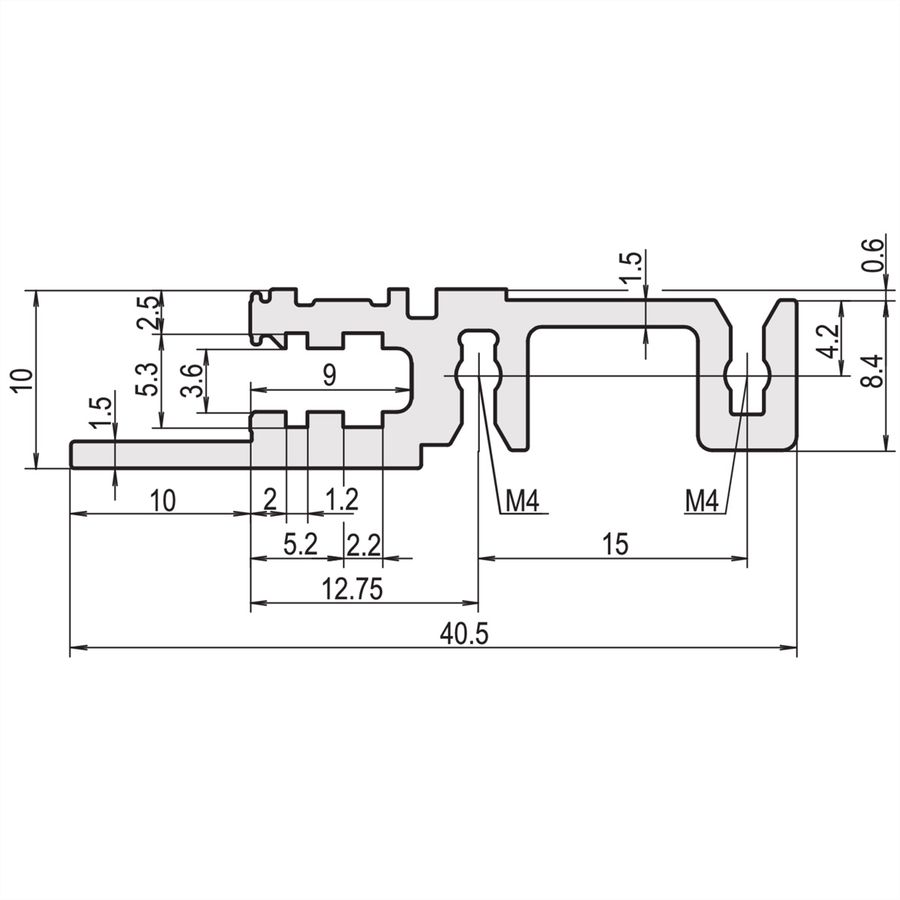 Rail horizontal SCHROFF, avant, type H-LD, lourd, lèvre longue, pour application IEEE, 20 HP