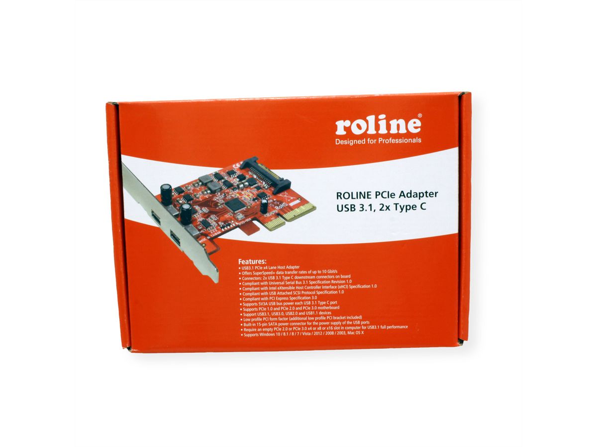 ROLINE Carte PCI-Express, USB 3.2 Gen 2, 2 ports type C