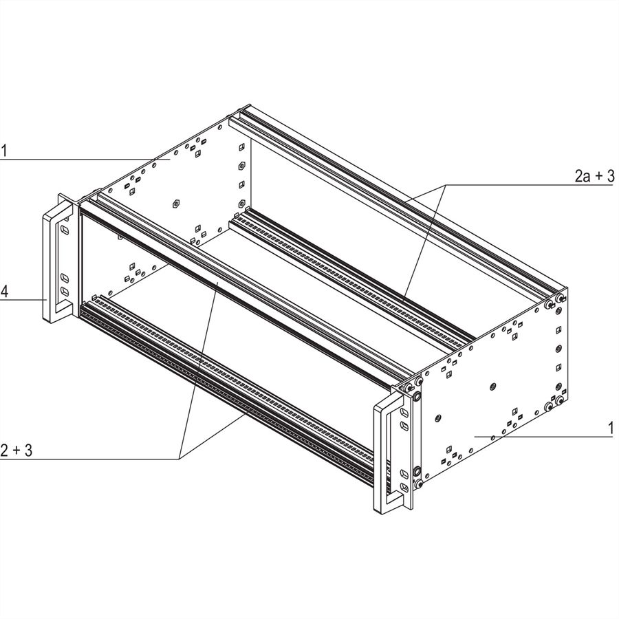 SCHROFF EuropacPRO 19" Subrack Kit pour chemin de fer, blindage rétrofit, EN 50155, 3 U, 84 CV, 235 mm