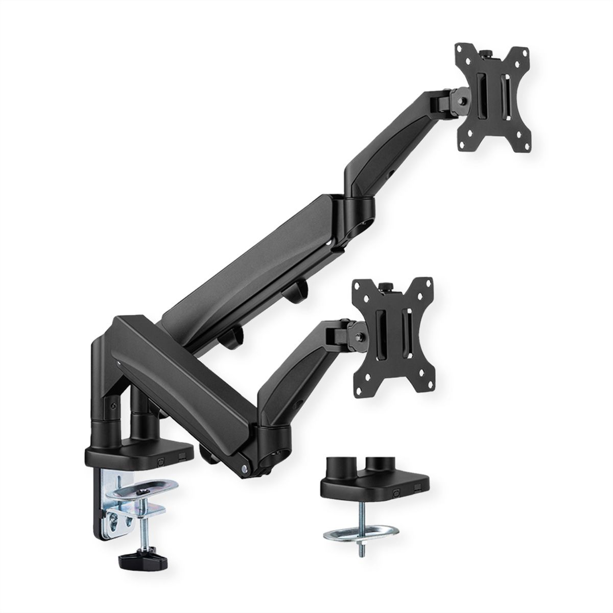 VALUE Bras double LCD, fixation sur bureau, vérin à gaz, 6 articulations