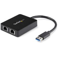 StarTech.com Adaptateur USB 3.0 vers Gigabit Ethernet à Deux Ports avec Port USB - 10/100/100 - Adaptateur Réseau NIC Gigabit LAN USB