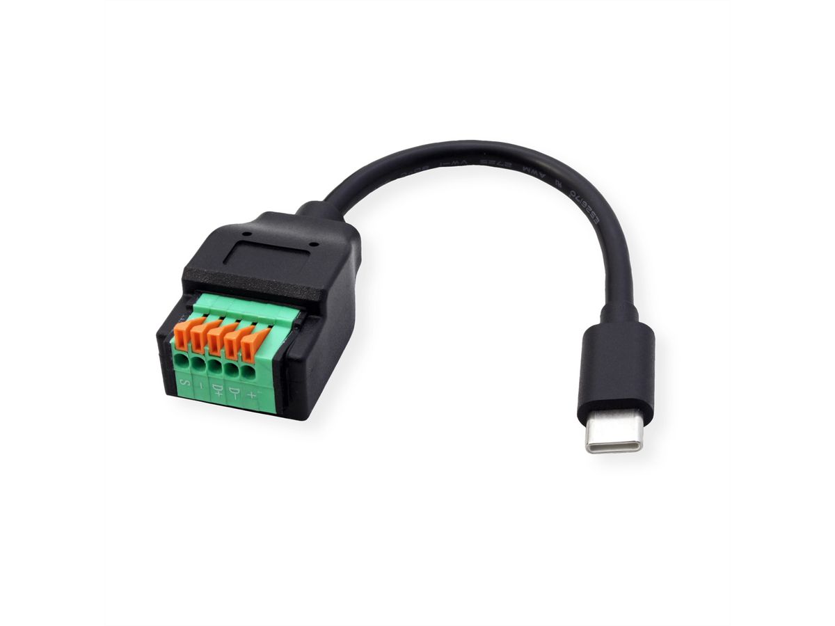 ROLINE Câble adaptateur USB type-C vers adaptateur de bornier à 5 broches, 15 cm